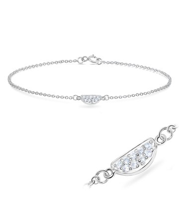 CZ Setting on Bowl Silver Bracelet BRS-573